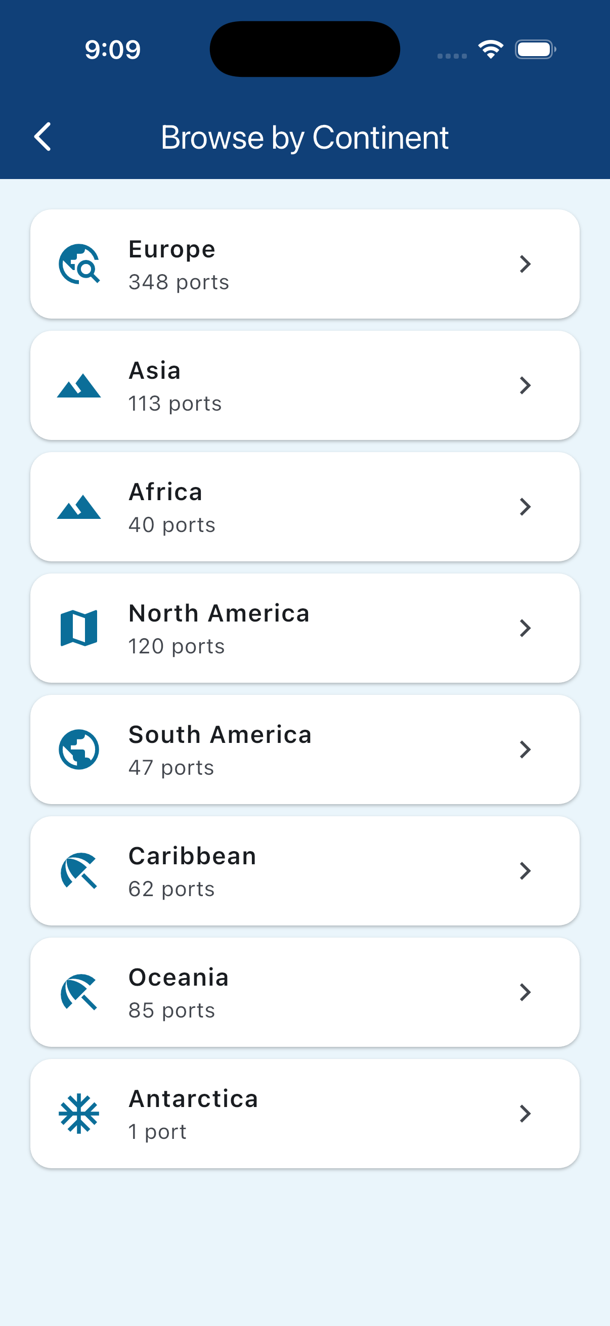 Browse by continent